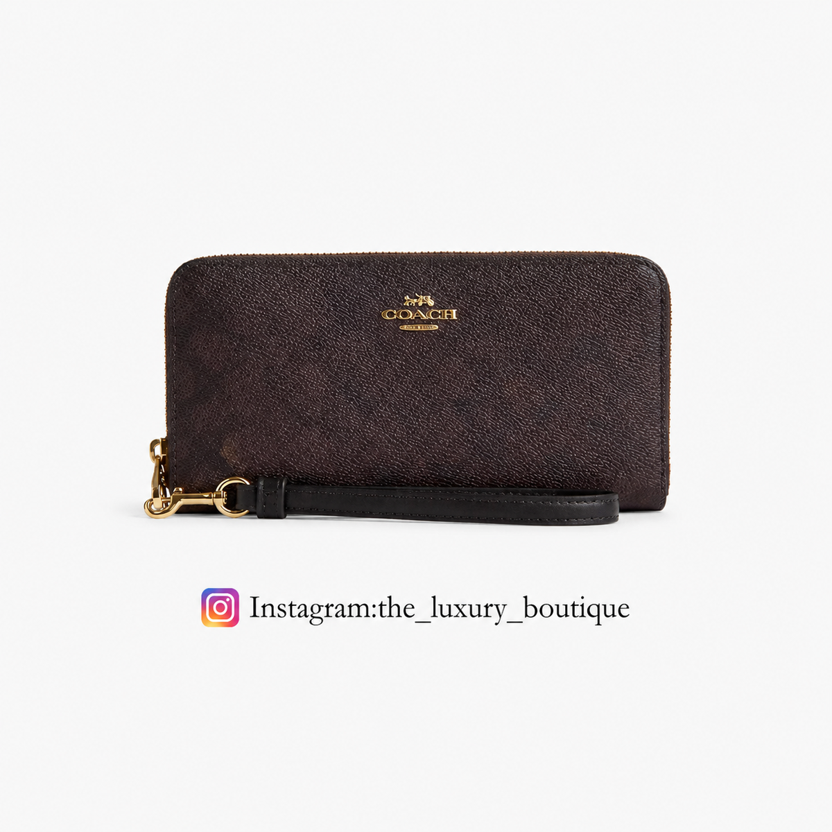 LONG ZIP AROUND WALLET IN SIGNATURE CANVAS black brown