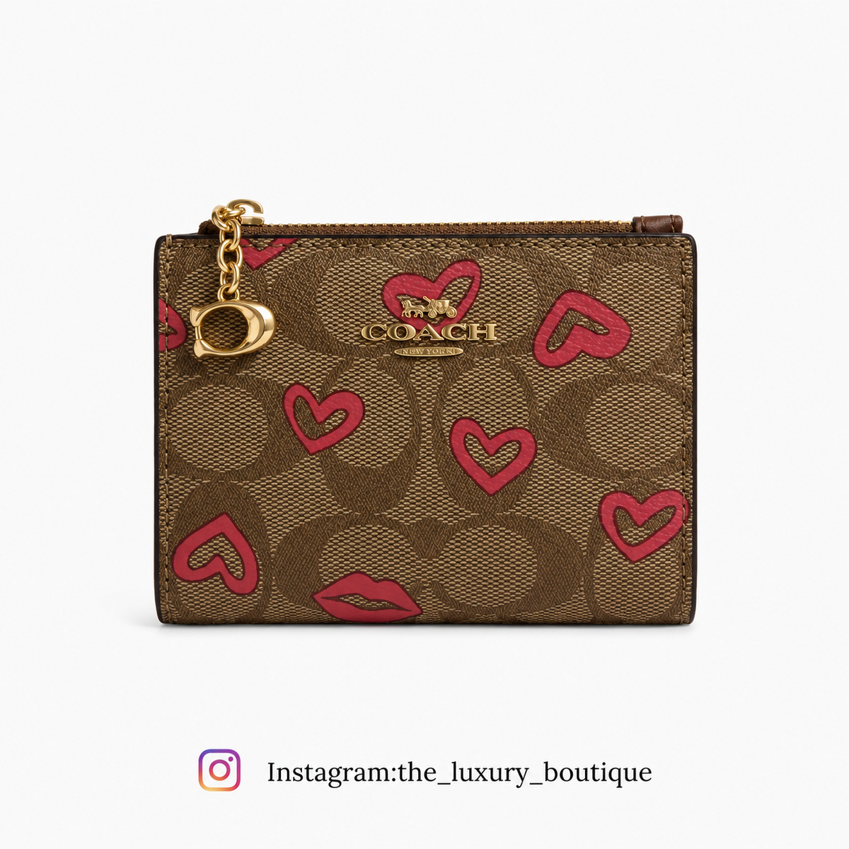 Coach bifold wallet with heart pattern