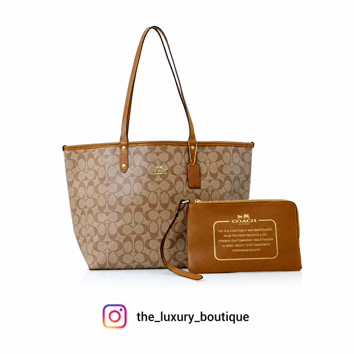 Coach Reversible City Tote Handbag - Tan Brown