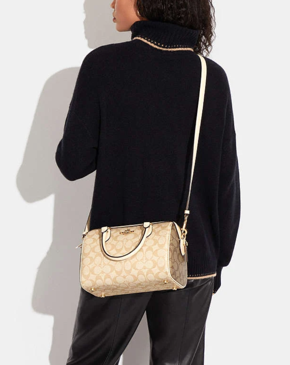 Coach Rowan Satchel Bag In Signature Canvas in light khaki