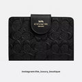 Medium Corner Zip Wallet In Signature in black