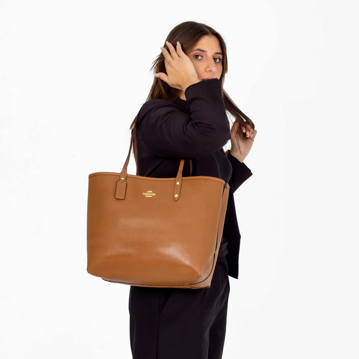 Coach Reversible City Tote Handbag - Tan Brown