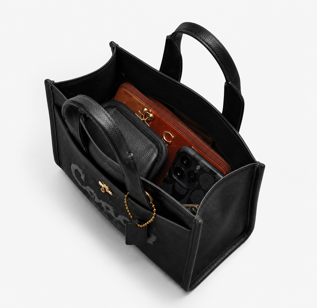 Coach Cargo Tote Bag 26 leather in black