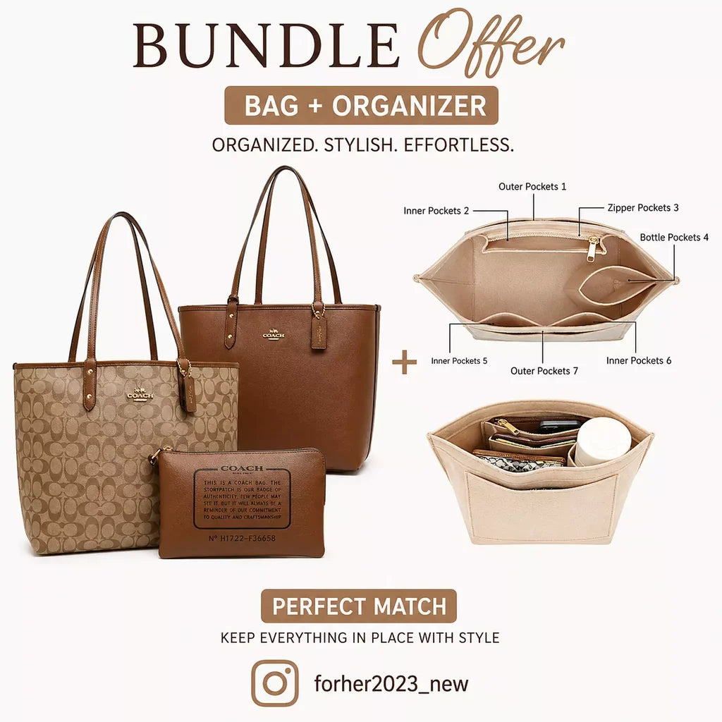 The Perfect REVERSIBLE COACH TOTE BAG Bundle light brown