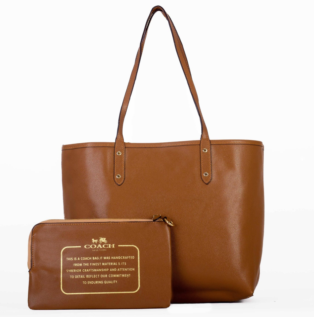 Coach Reversible City Tote Handbag - Tan Brown