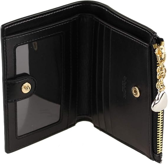 Coach bifold wallet black with purple flowers