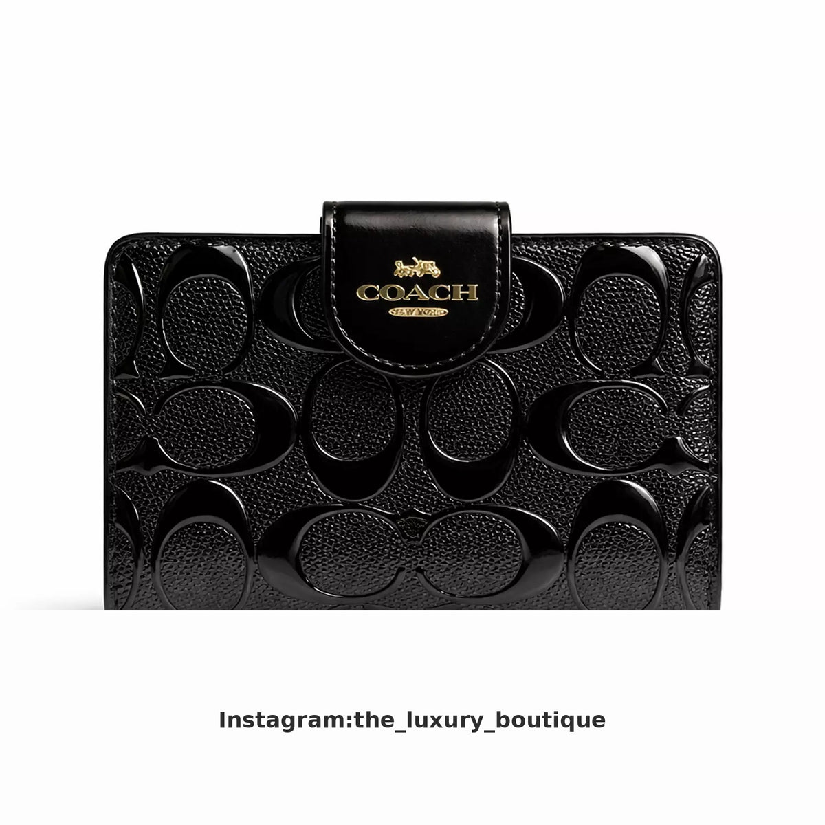 Medium Corner Zip Wallet In Signature glossy black