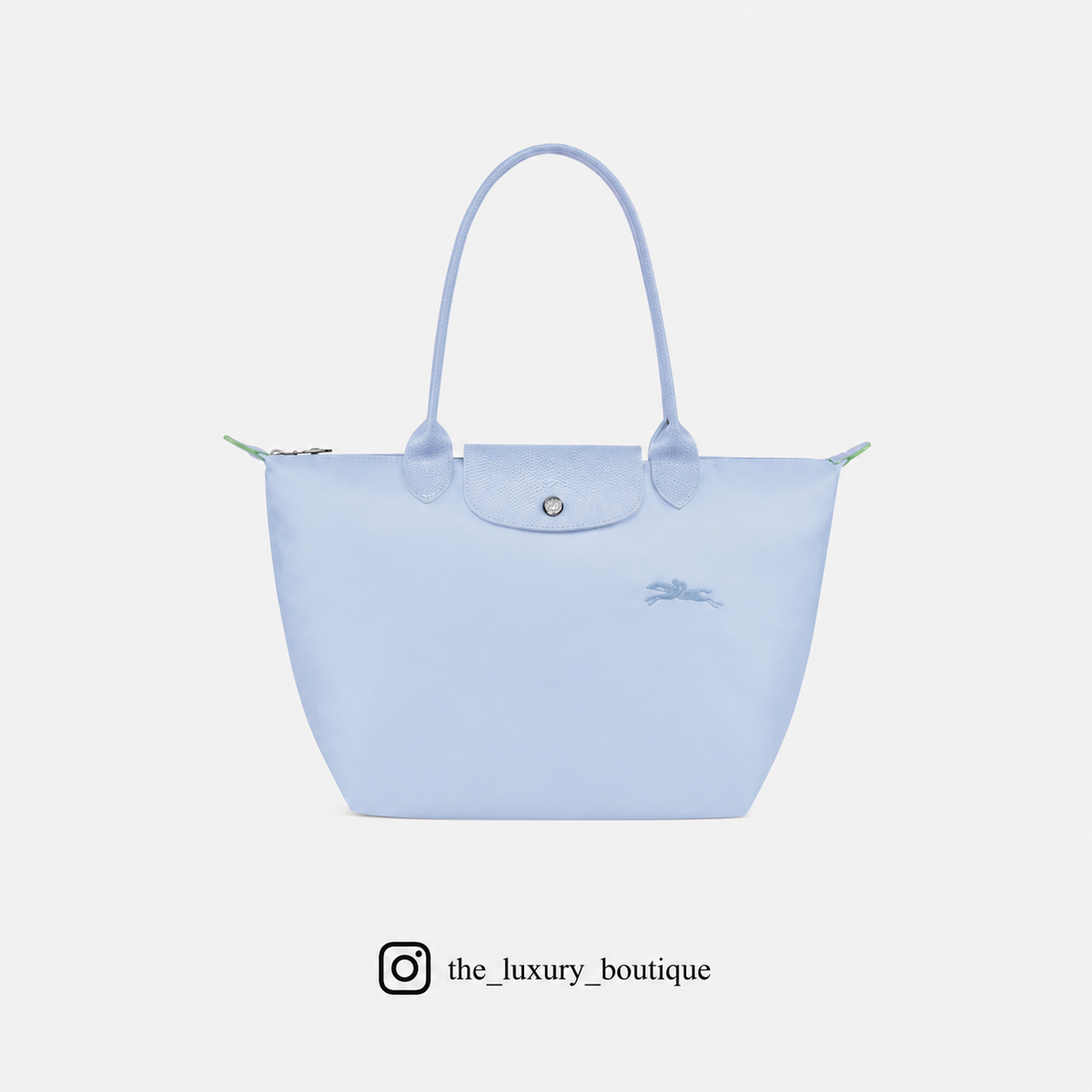 Longchamp Green Line Le Pliage Medium Size in Sky Blue