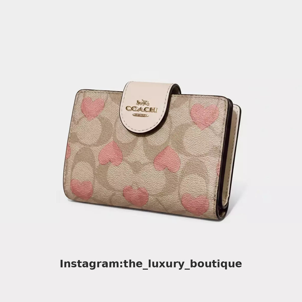 Medium Corner Zip Wallet pink hearts