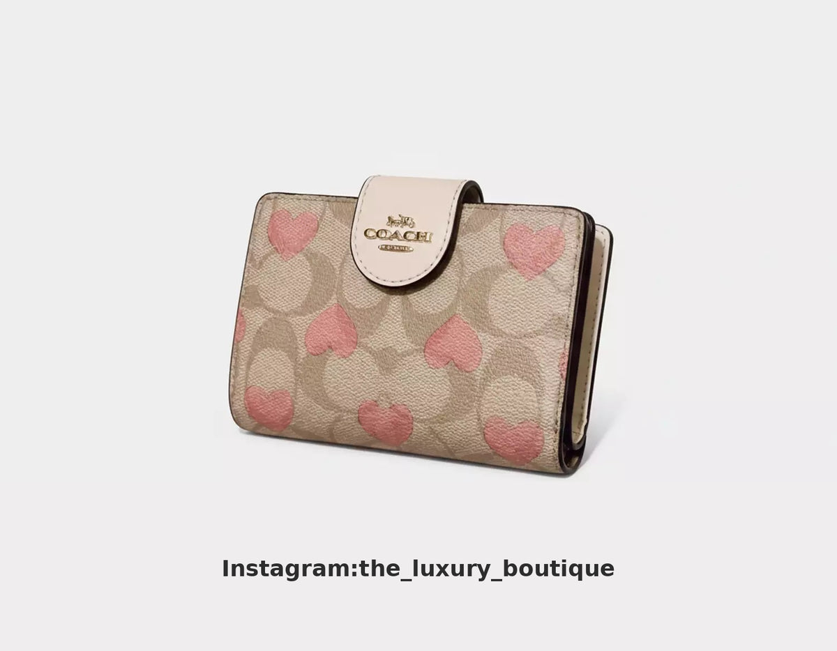 Medium Corner Zip Wallet pink hearts