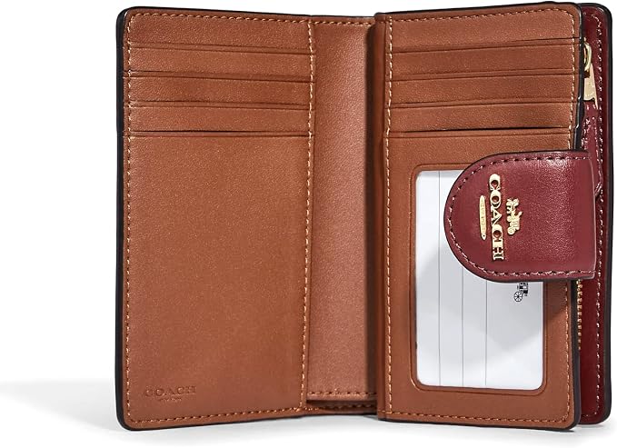 Medium Corner Zip Wallet In Signature canvas IM/Khaki Multi With Wildflower Print