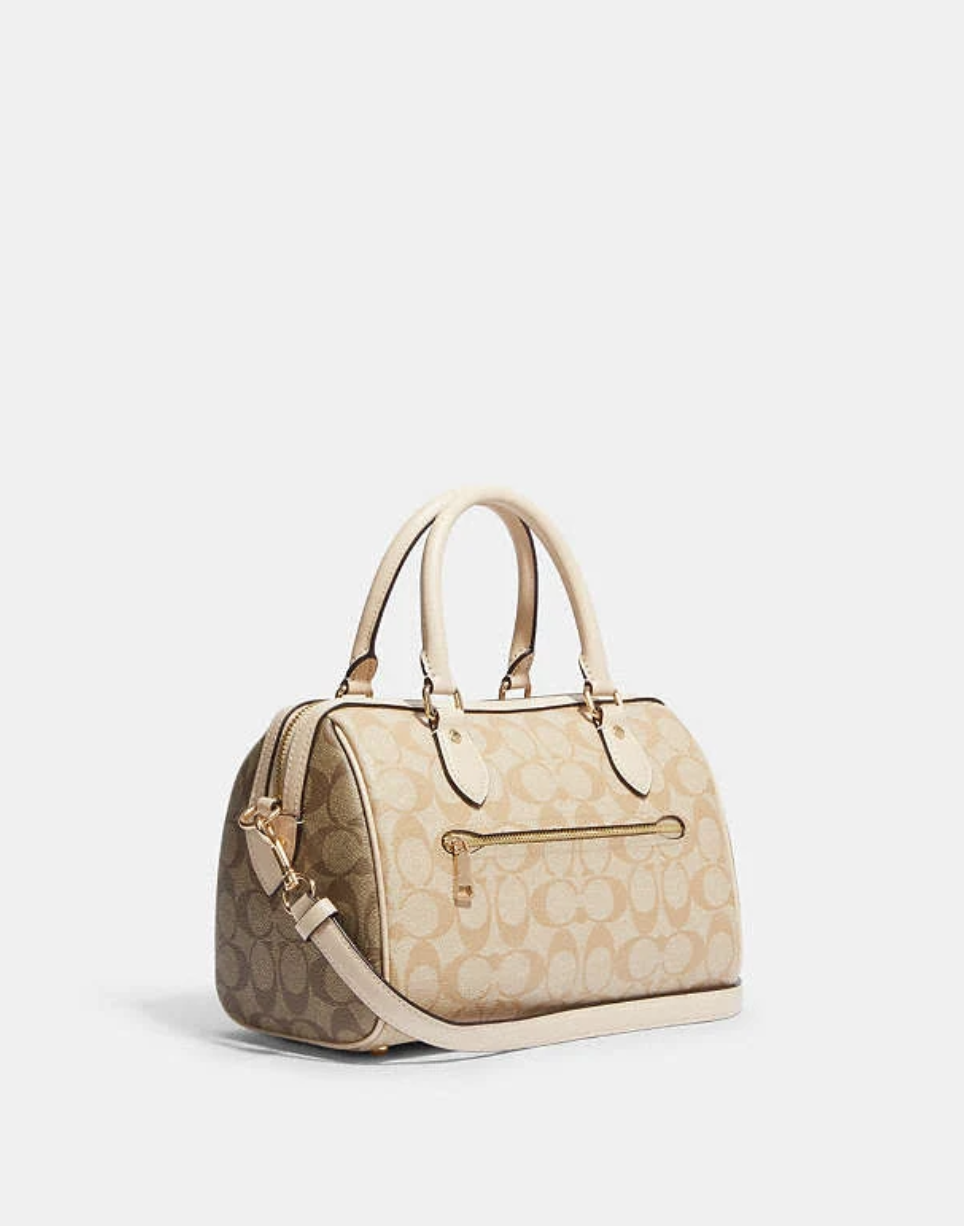 Coach Rowan Satchel Bag In Signature Canvas in light khaki
