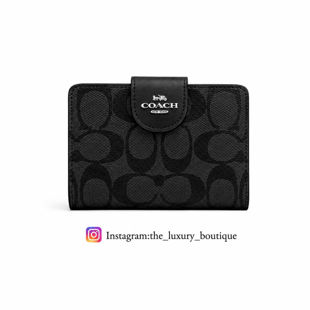 Medium Corner Zip Wallet In Signature black