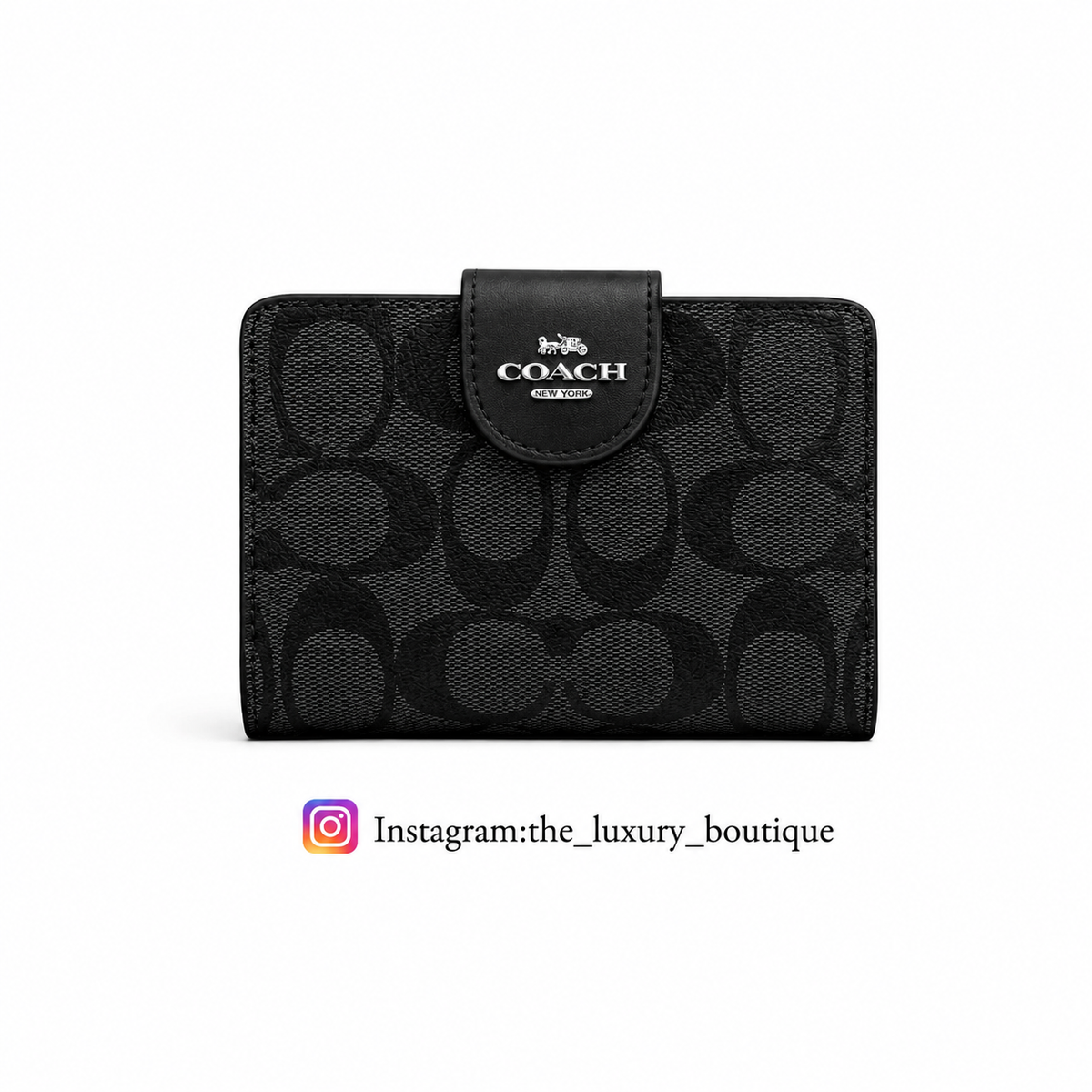 Medium Corner Zip Wallet In Signature black