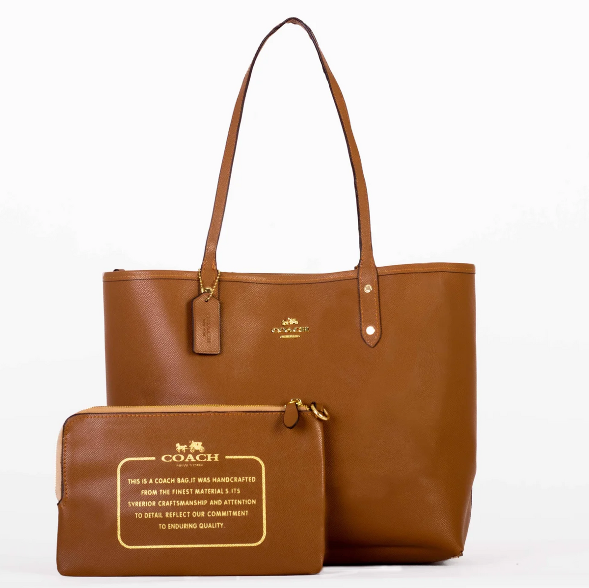 Coach Reversible City Tote Handbag - Tan Brown
