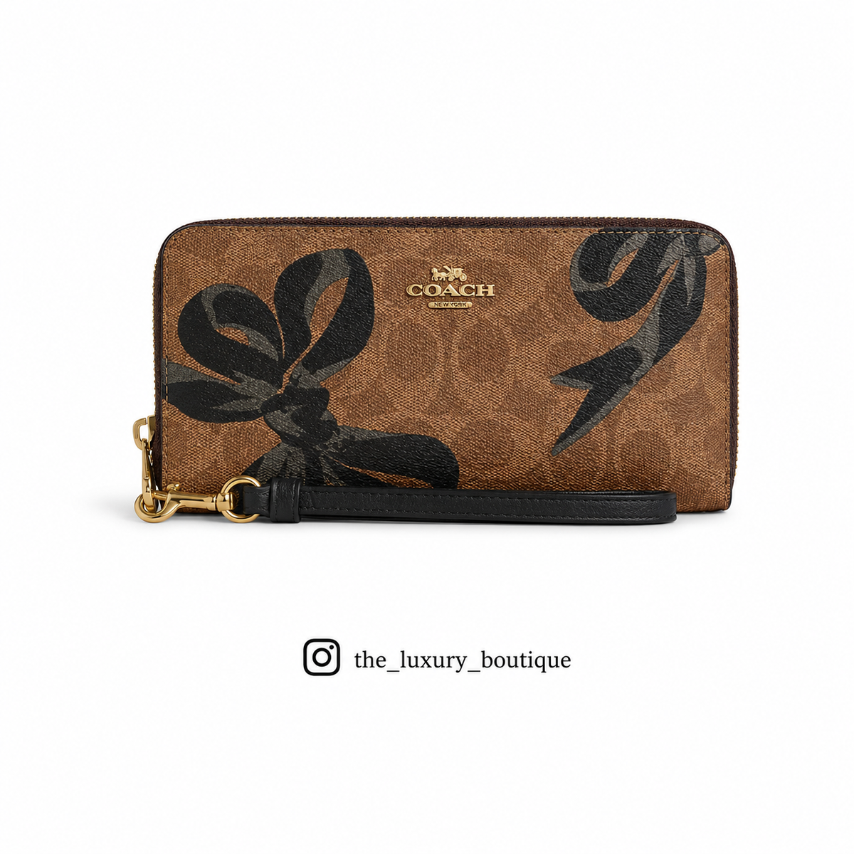Coach LONG ZIP AROUND WALLET IN SIGNATURE CANVAS WITH BOW PRINT