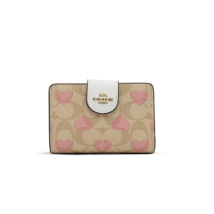 Medium Corner Zip Wallet pink hearts