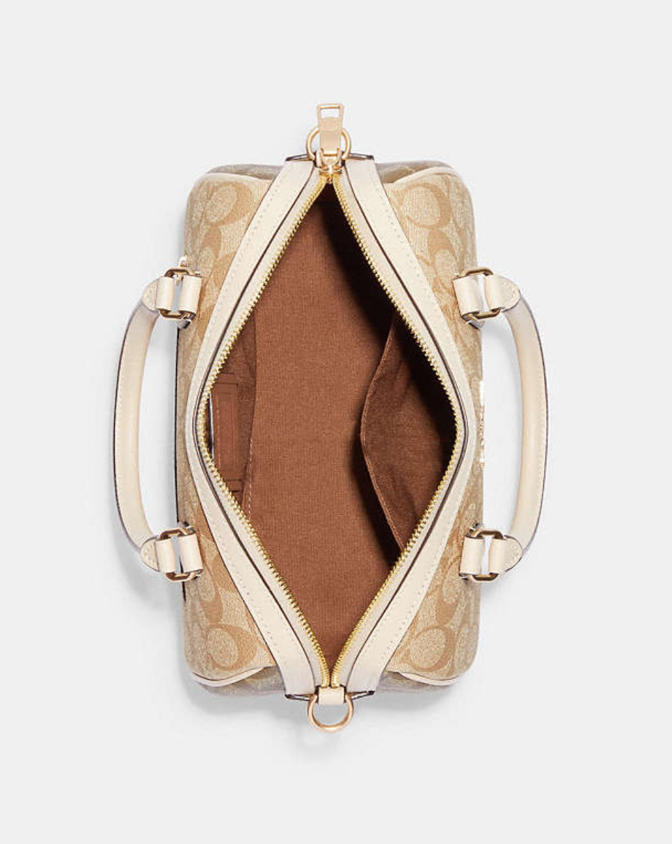 Coach Rowan Satchel Bag In Signature Canvas in light khaki