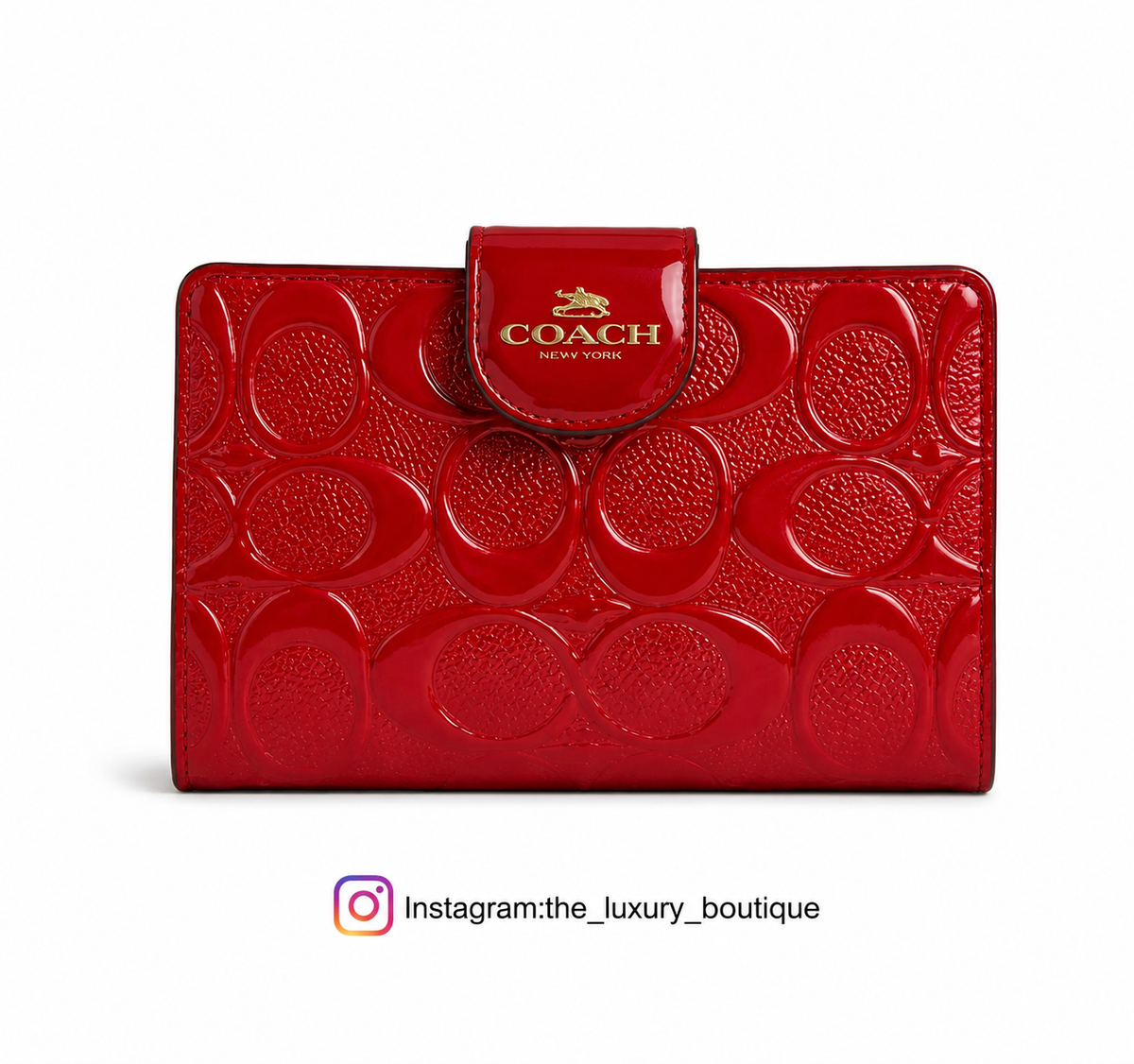 Medium Corner Zip Wallet In Signature glossy red