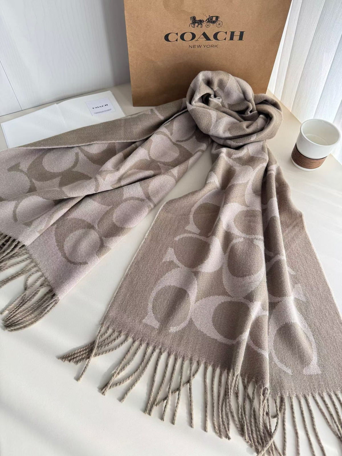 Greyish coach scarf