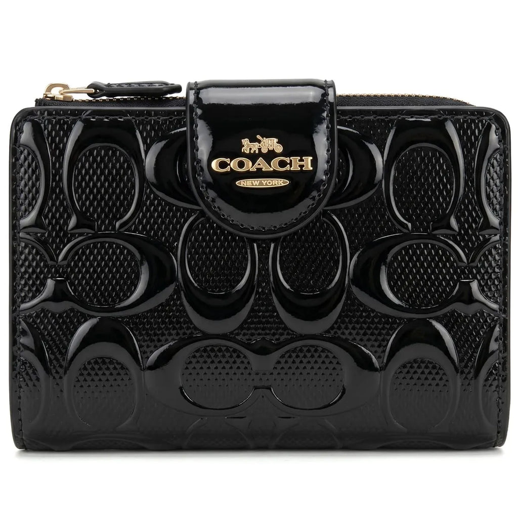 Medium Corner Zip Wallet In Signature glossy black