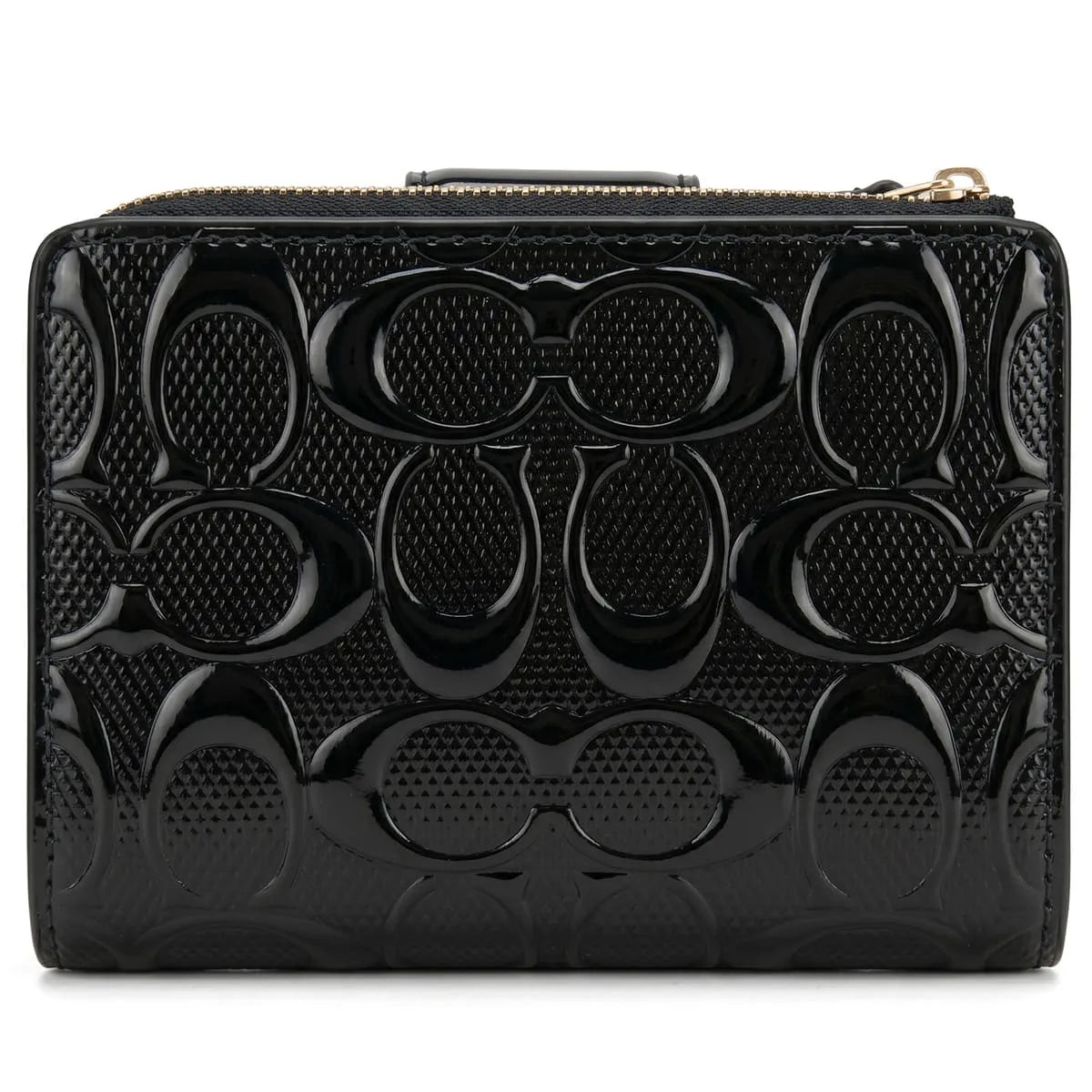 Medium Corner Zip Wallet In Signature glossy black