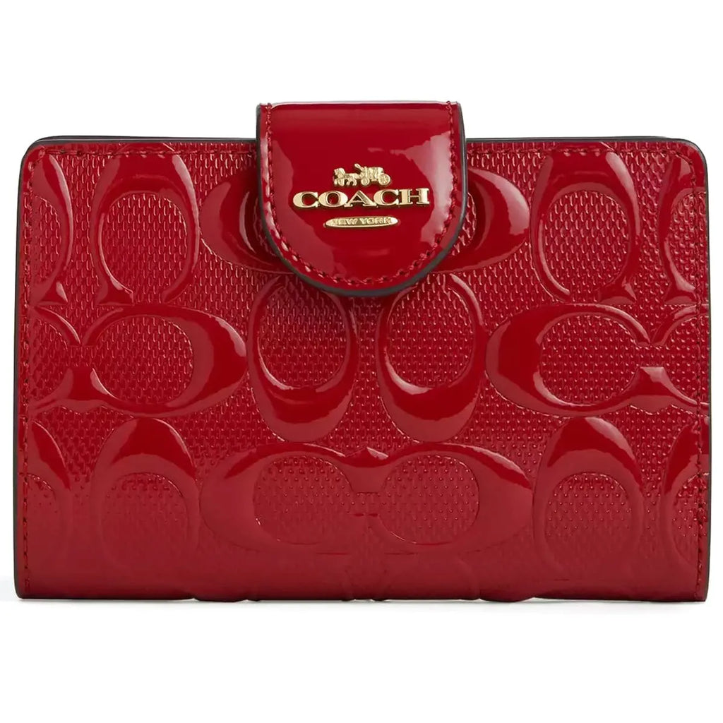 Medium Corner Zip Wallet In Signature glossy red