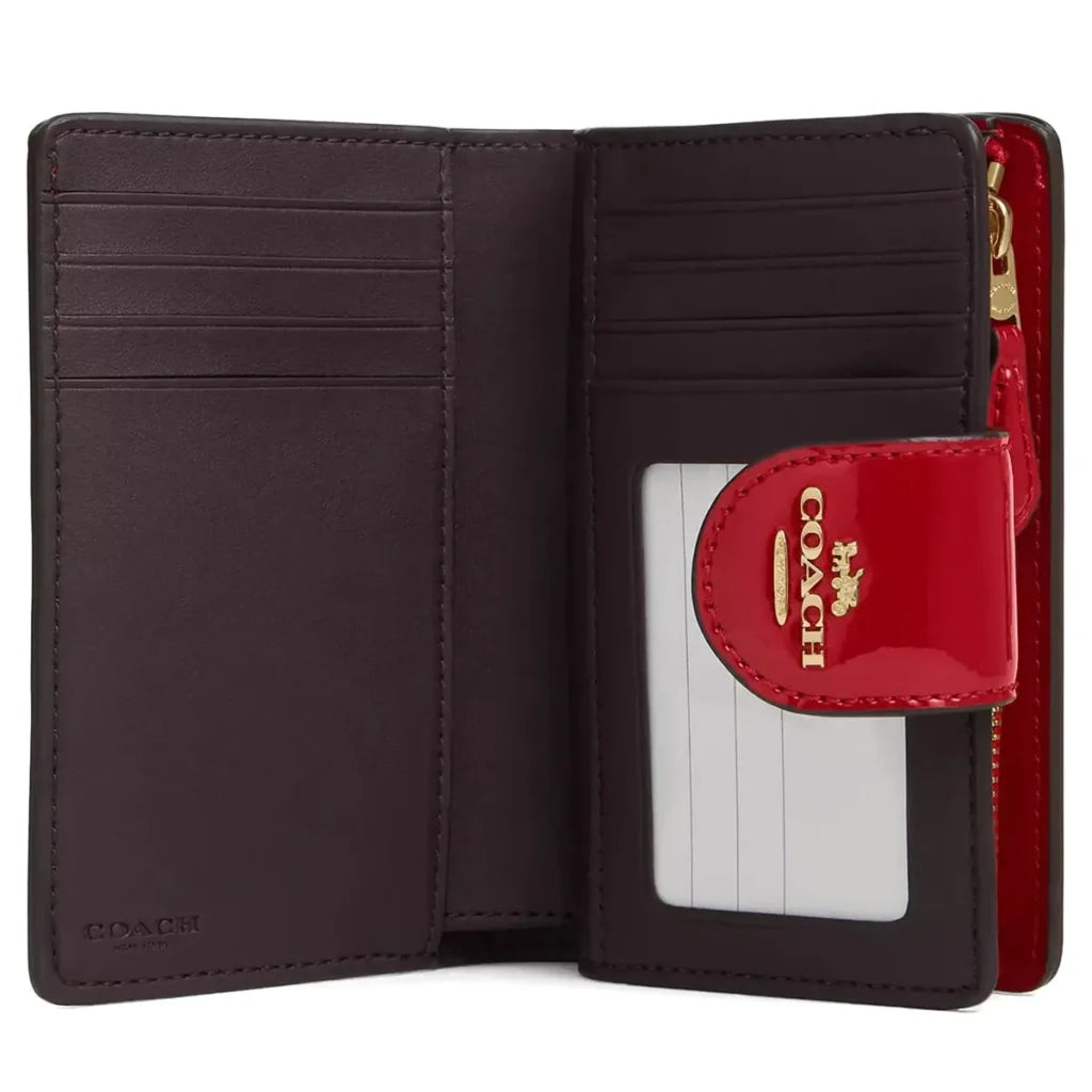 Medium Corner Zip Wallet In Signature glossy red