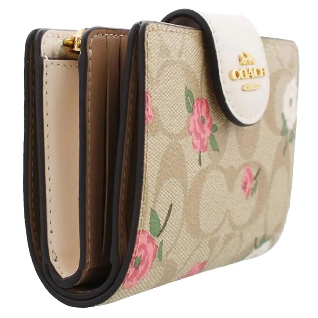 Medium Corner Zip wallet with flowers