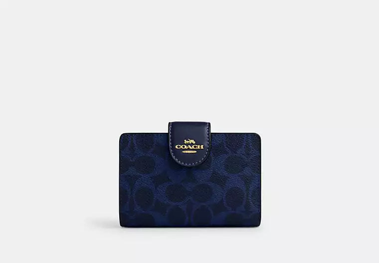 Medium Corner Zip Wallet In Signature canvas denim