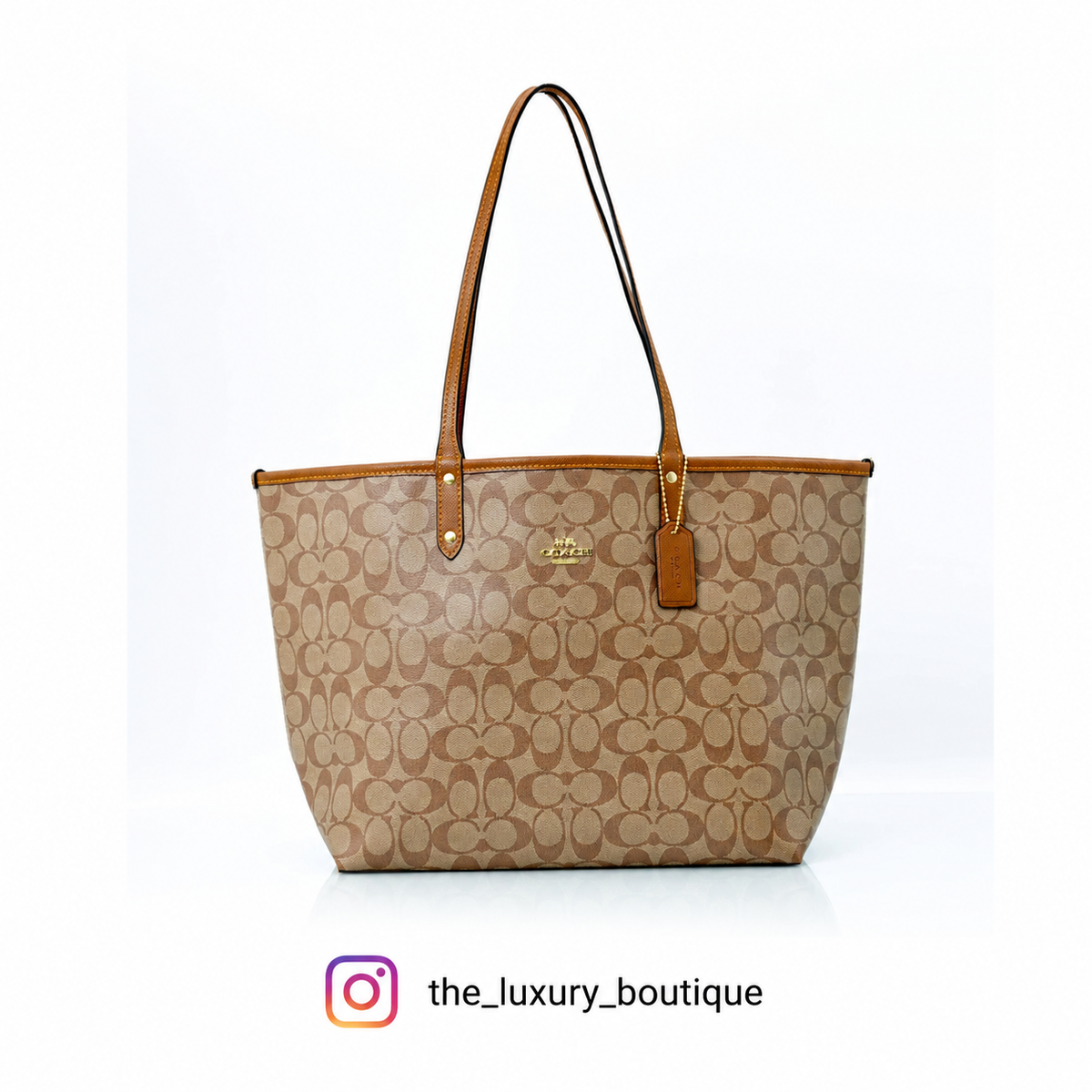 Coach Reversible City Tote Handbag - Tan Brown