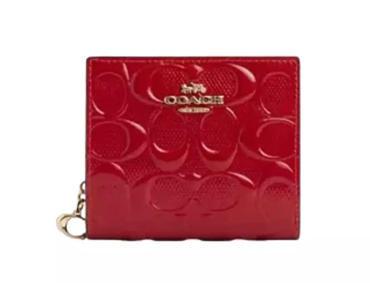 Snap Wallet In Signature Canvas leather glossy red