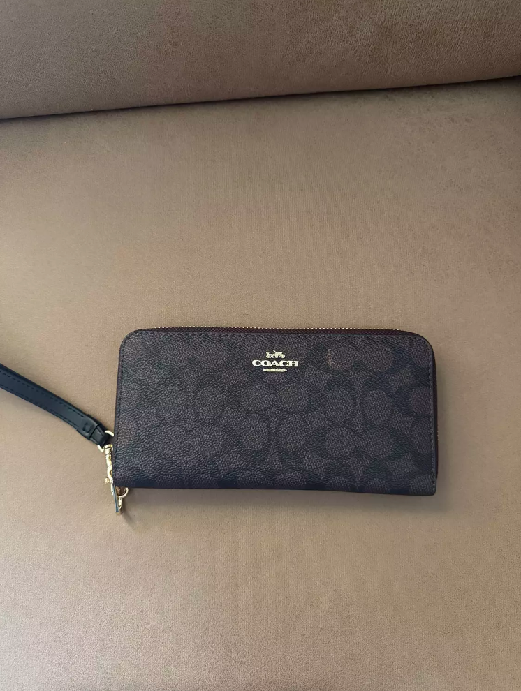 LONG ZIP AROUND WALLET IN SIGNATURE CANVAS black brown