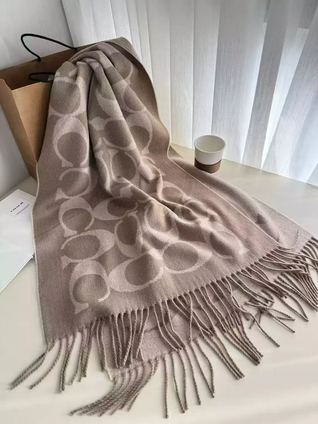 Greyish coach scarf