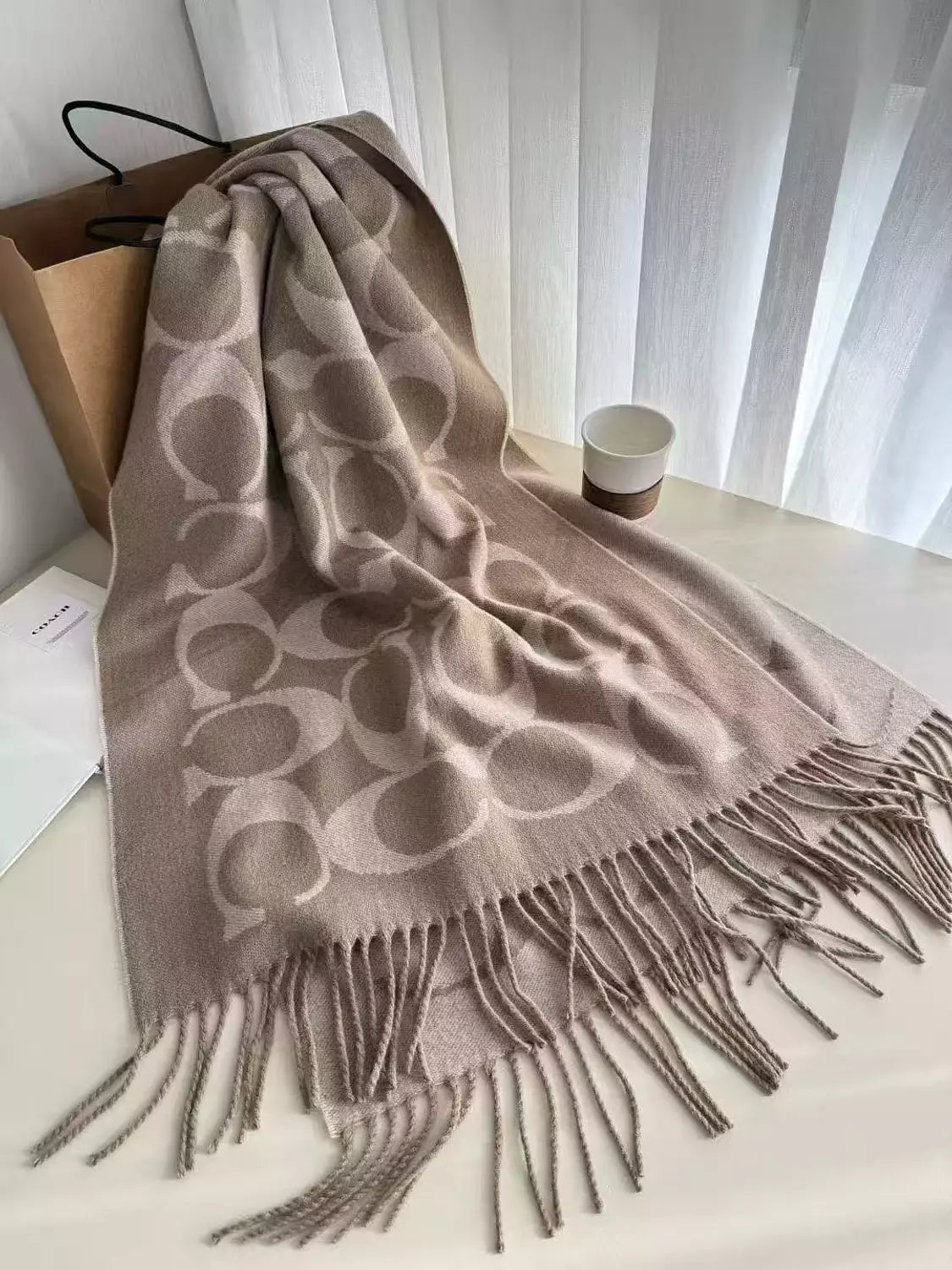 Greyish coach scarf